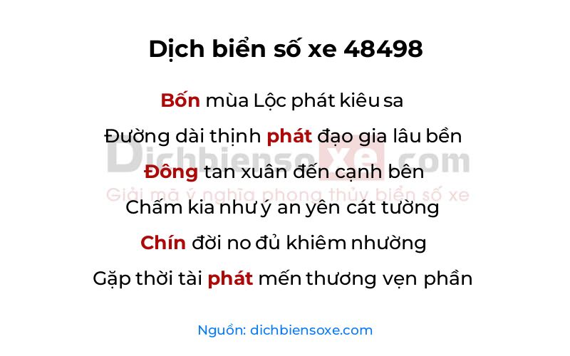 Dịch thơ biển số 48498