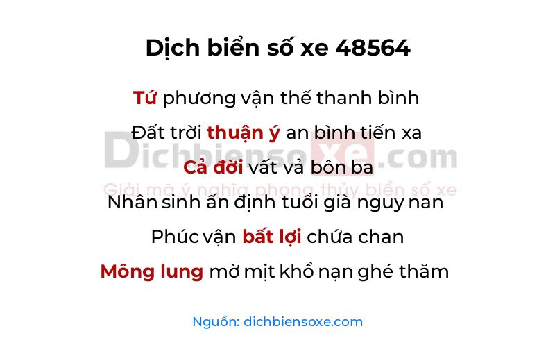 Dịch thơ biển số 48564