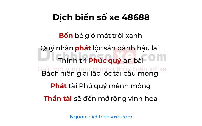 Dịch thơ biển số 48688