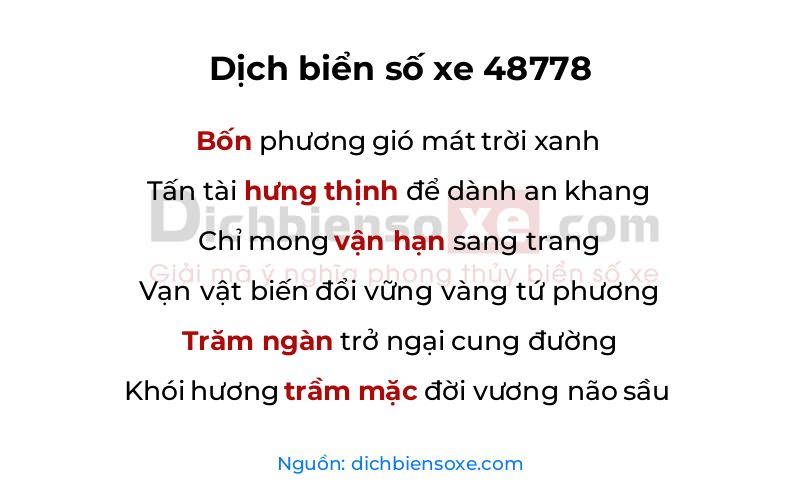 Dịch thơ biển số 48778