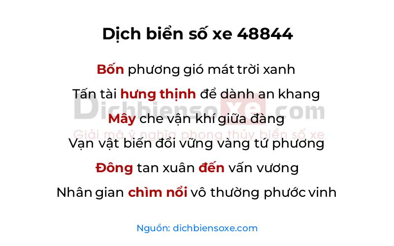 Dịch thơ biển số 48844