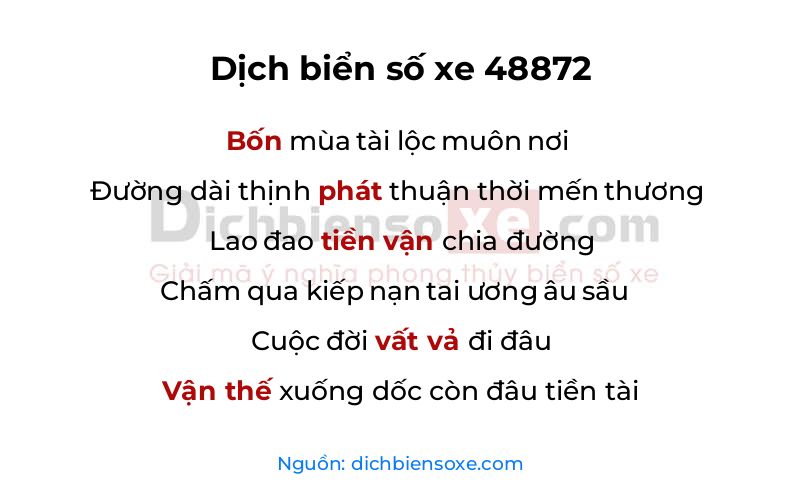 Dịch thơ biển số 48872