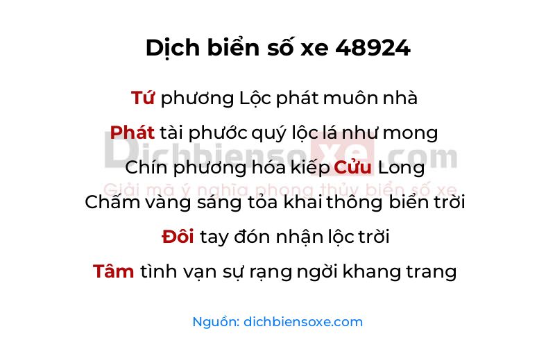 Dịch thơ biển số 48924