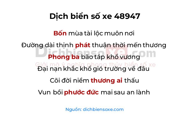 Dịch thơ biển số 48947