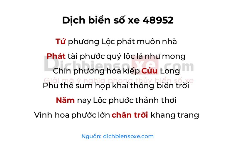 Dịch thơ biển số 48952