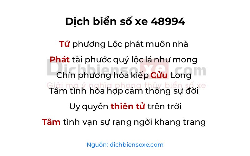 Dịch thơ biển số 48994