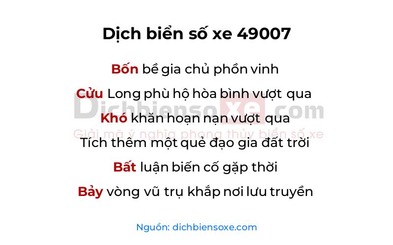 Dịch thơ biển số 49007