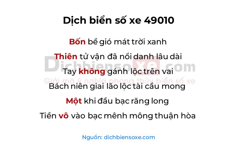 Dịch thơ biển số 49010