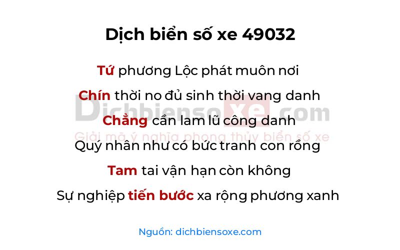 Dịch thơ biển số 49032