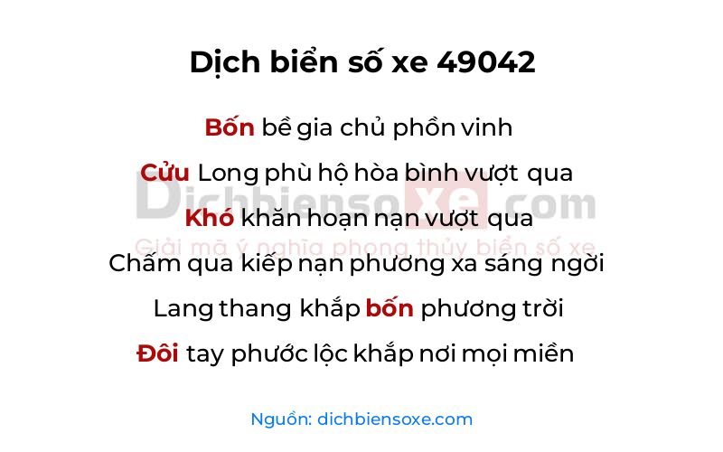 Dịch thơ biển số 49042