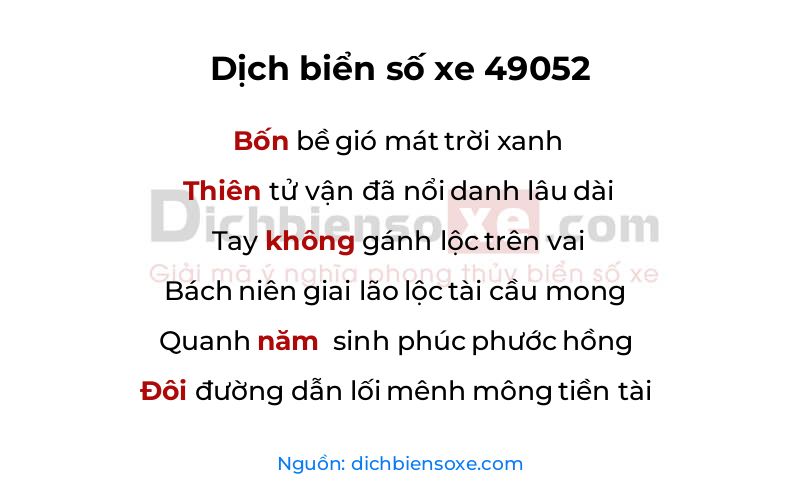 Dịch thơ biển số 49052