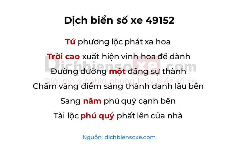 Dịch thơ biển số 49152
