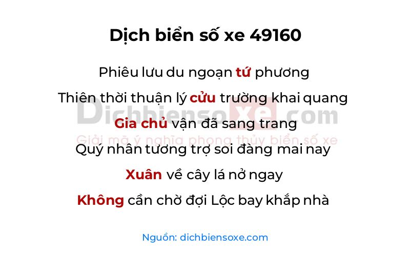 Dịch thơ biển số 49160