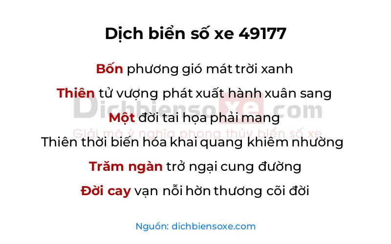 Dịch thơ biển số 49177