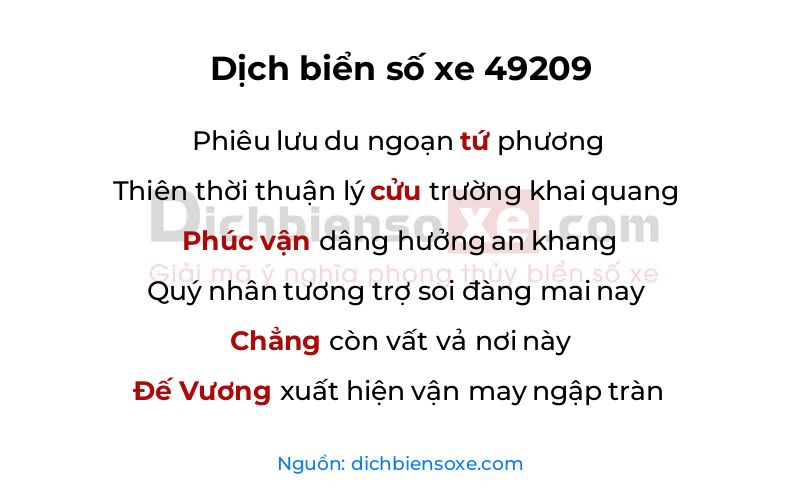 Dịch thơ biển số 49209