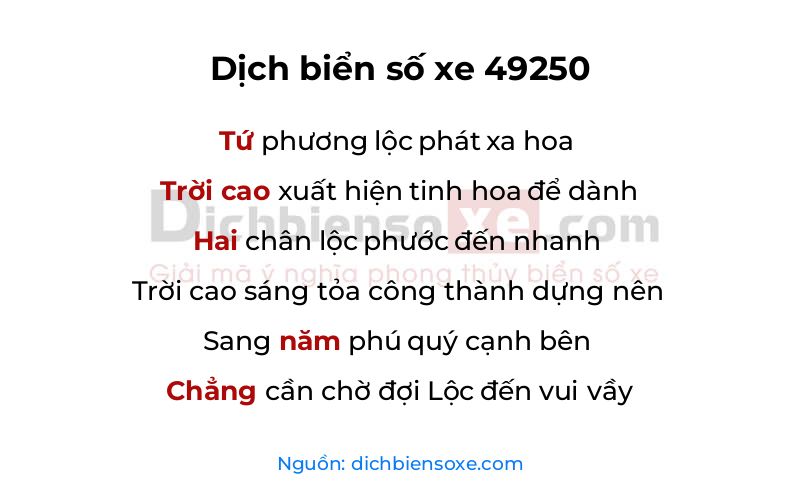 Dịch thơ biển số 49250