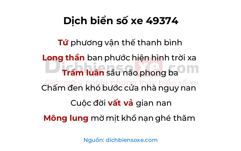 Dịch thơ biển số 49374