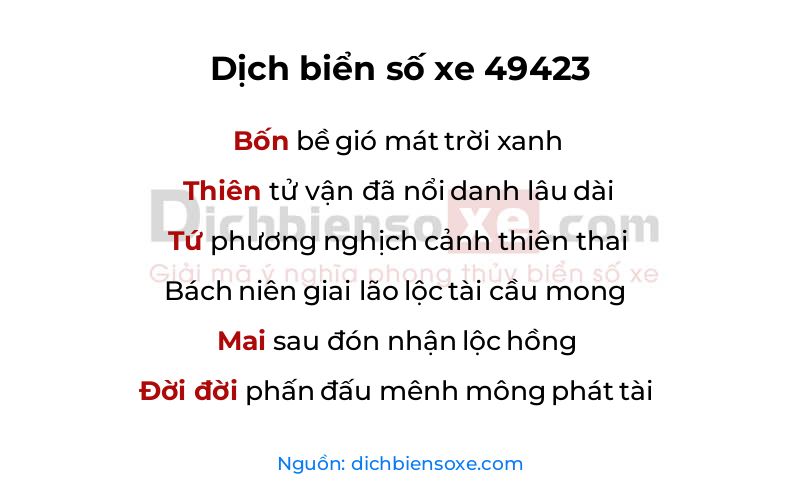 Dịch thơ biển số 49423