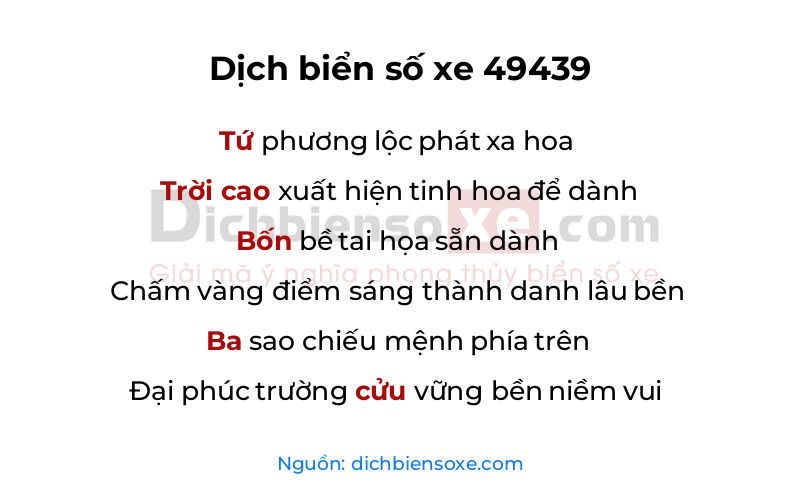 Dịch thơ biển số 49439
