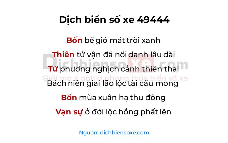 Dịch thơ biển số 49444