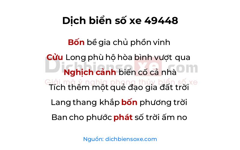 Dịch thơ biển số 49448
