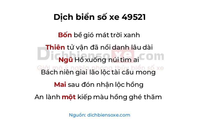 Dịch thơ biển số 49521