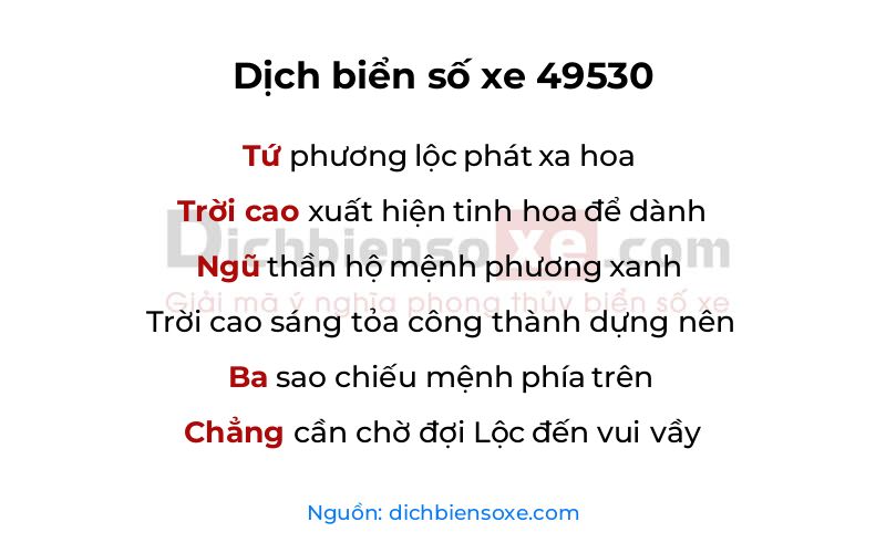 Dịch thơ biển số 49530