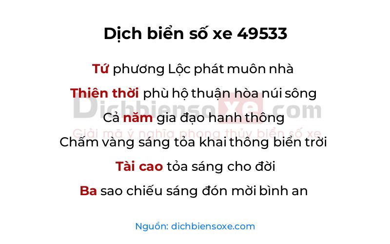 Dịch thơ biển số 49533