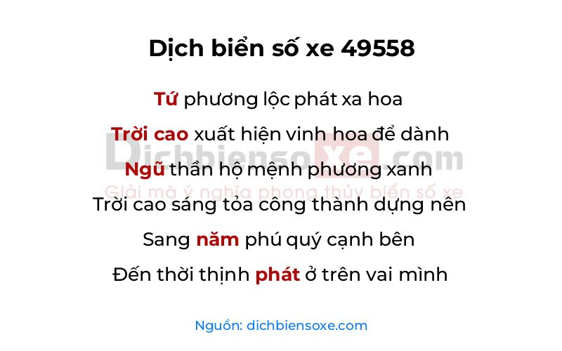 Dịch thơ biển số 49558