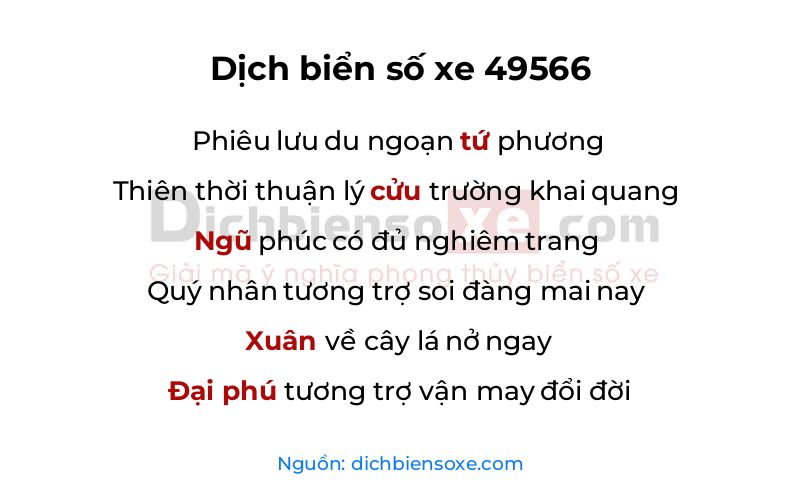 Dịch thơ biển số 49566