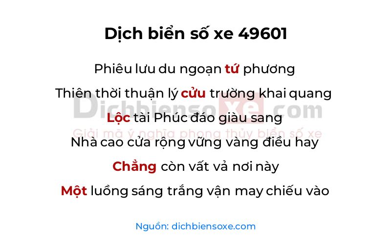Dịch thơ biển số 49601