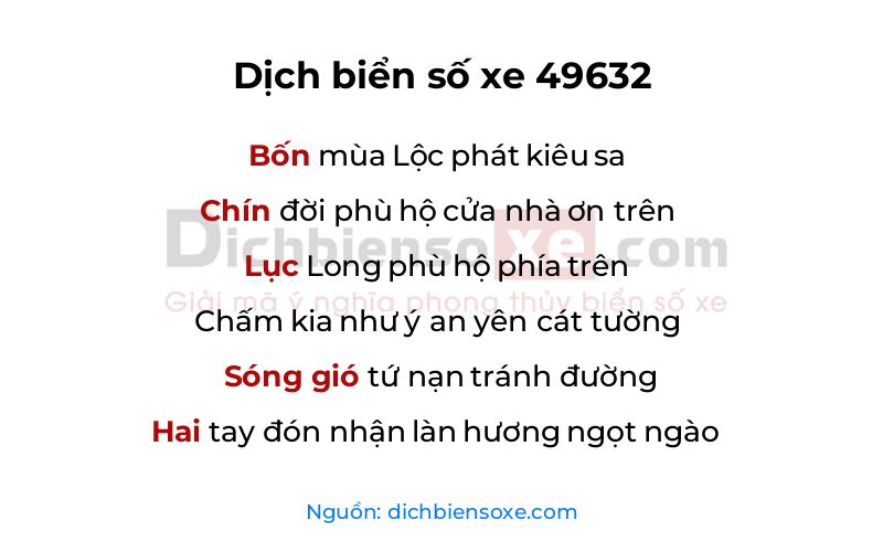 Dịch thơ biển số 49632