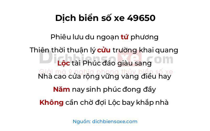 Dịch thơ biển số 49650