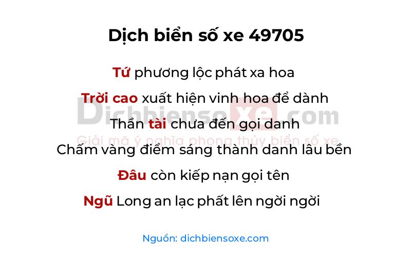 Dịch thơ biển số 49705