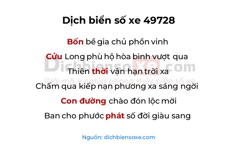 Dịch thơ biển số 49728