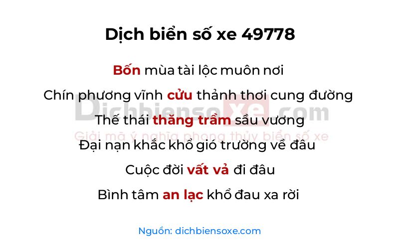 Dịch thơ biển số 49778