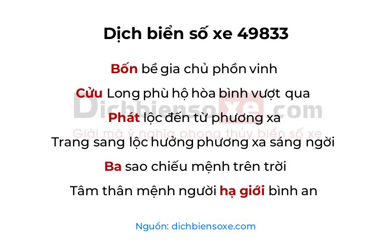 Dịch thơ biển số 49833
