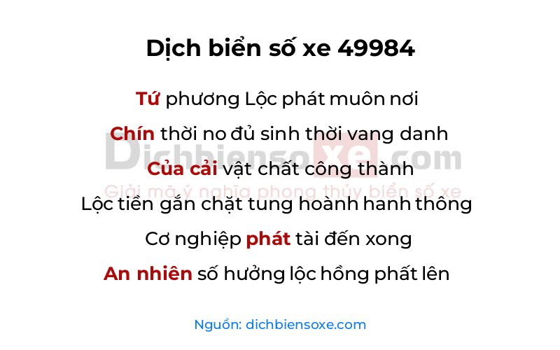 Dịch thơ biển số 49984
