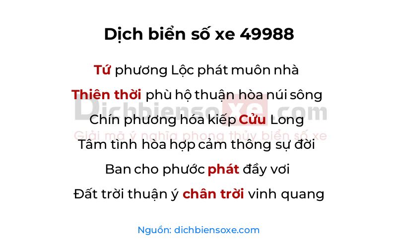Dịch thơ biển số 49988