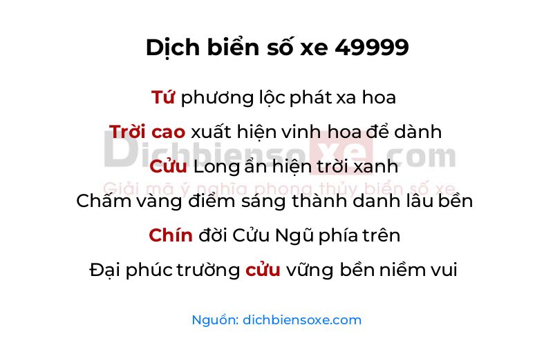 Dịch thơ biển số 49999