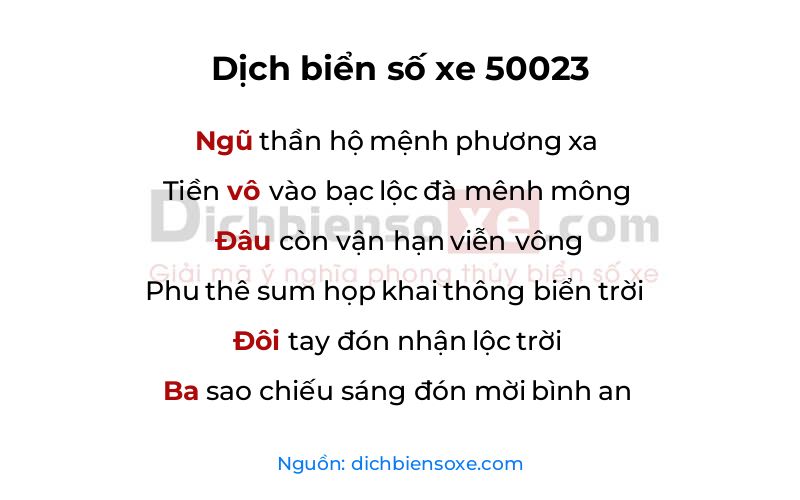 Dịch thơ biển số 50023