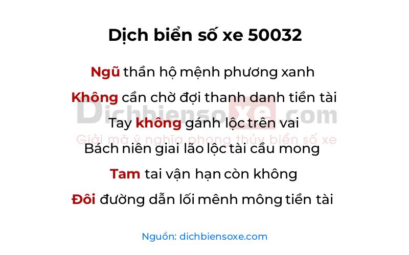 Dịch thơ biển số 50032