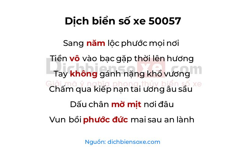 Dịch thơ biển số 50057
