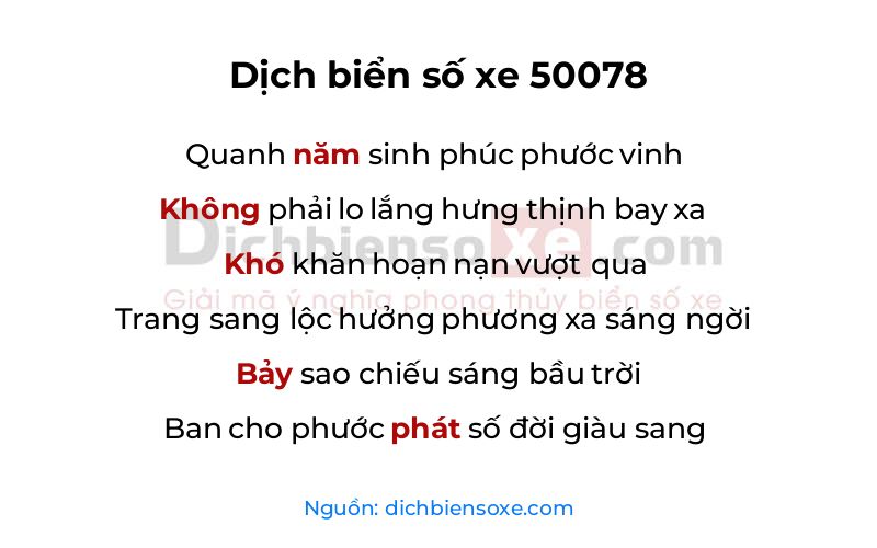 Dịch thơ biển số 50078
