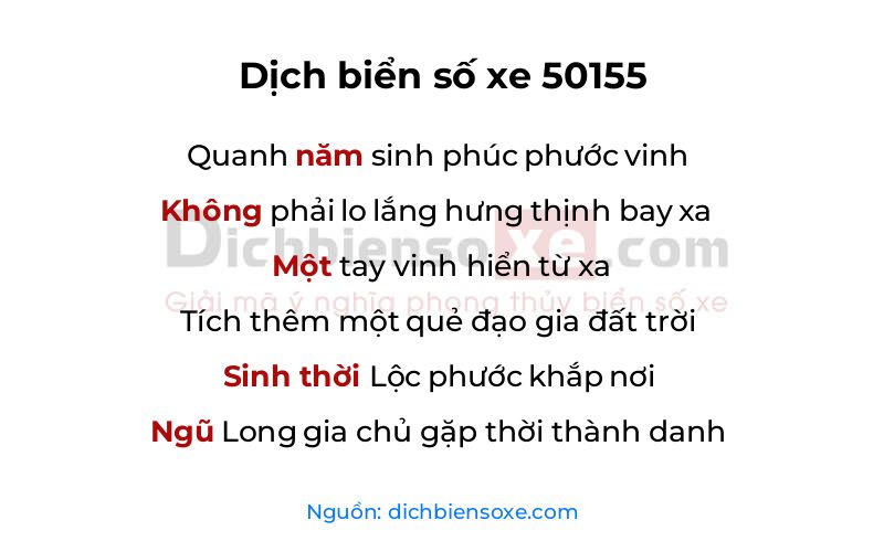 Dịch thơ biển số 50155