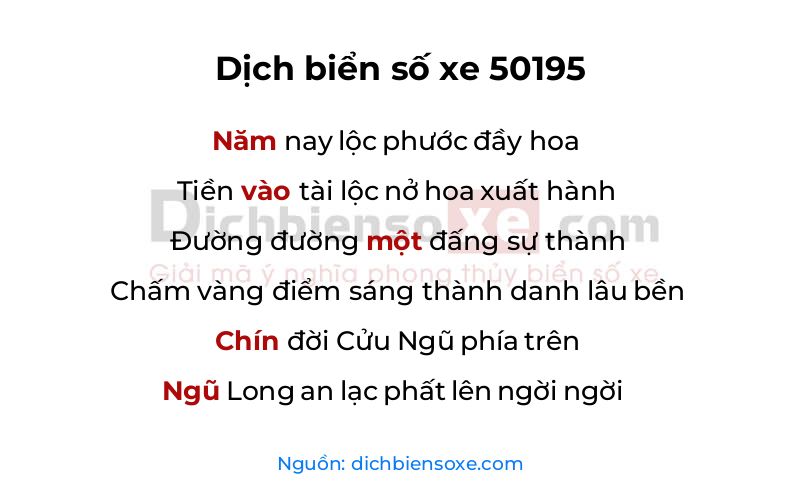 Dịch thơ biển số 50195