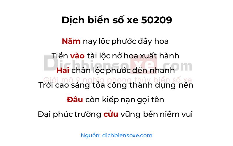 Dịch thơ biển số 50209