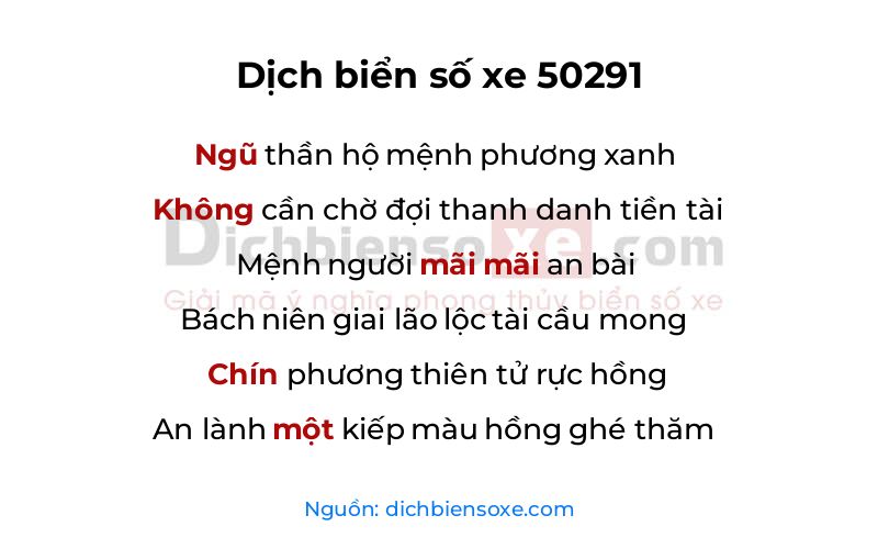 Dịch thơ biển số 50291
