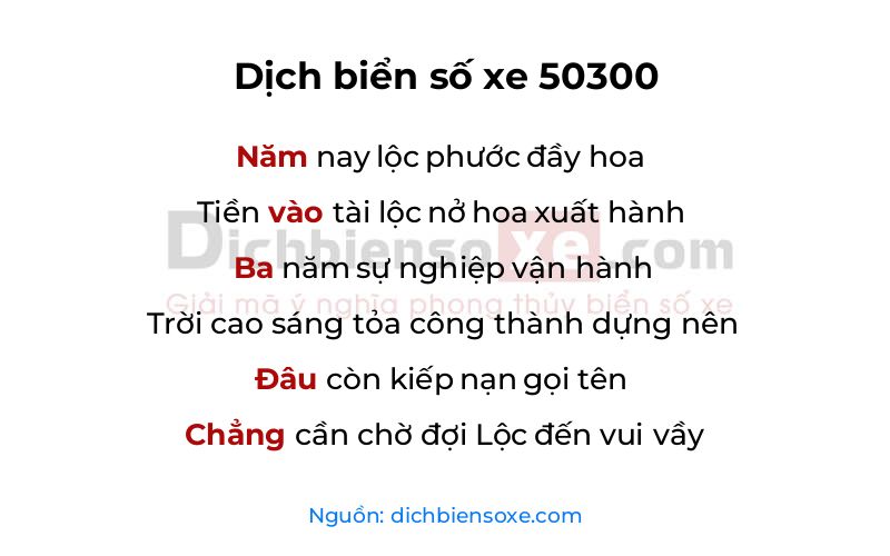 Dịch thơ biển số 50300