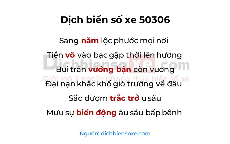 Dịch thơ biển số 50306